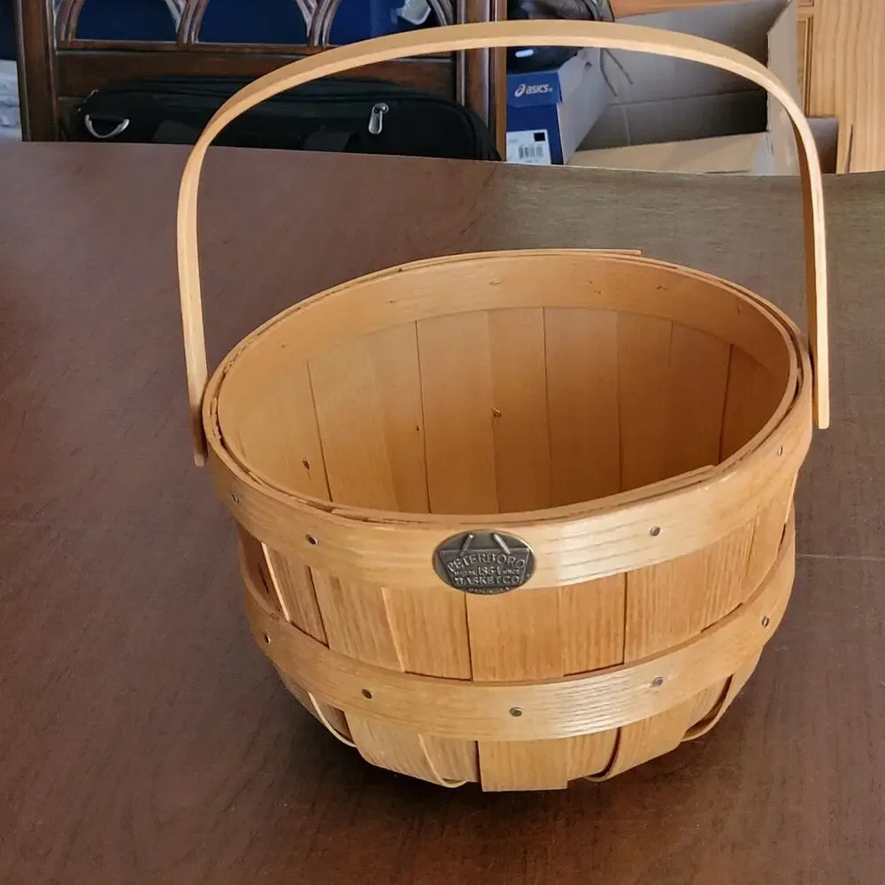 Vintage Peterboro Basket Company Round Basket One Handle Diameter 9